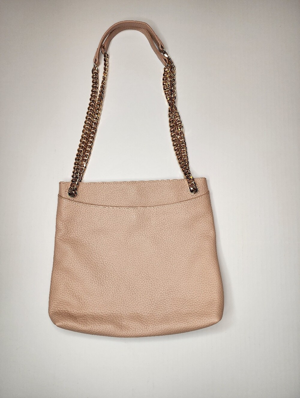 Convetible Crossbody to Shoulder Bag In Blush Pebbled Leather With Chain-Handle